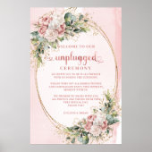 Stoffig Roze Blush Roze Boho Bloemige 'Unplugged' Poster (Voorkant)