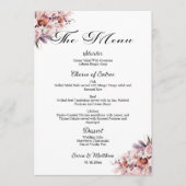 Stoffig Roze Boho Bloemen 5x7'' Trouwmenu Menu (Voorkant)