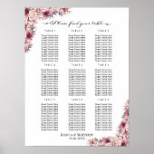 Stoffig Roze Boho Bloemen 9 Tafels Trouwstoelen Poster (Voorkant)