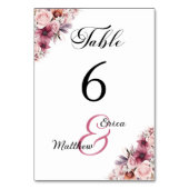 Stoffig Roze Boho Bloemen Trouwtafel Nummer Kaart (Achterkant)