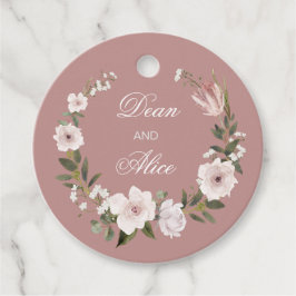 Stoffig Roze Boho Bloemen Water Kleur Pastel Bruil Bedankjes Labels