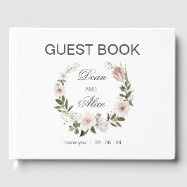 Stoffig Roze Boho Bloemen Water Kleur Pastel Bruil Gastenboek