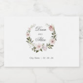 Stoffig Roze Boho Bloemen Water Kleur Pastel Bruil Likeurfles Etiket (Enkel label)