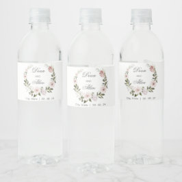 Stoffig Roze Boho Bloemen Water Kleur Pastel Bruil Waterfles Etiket