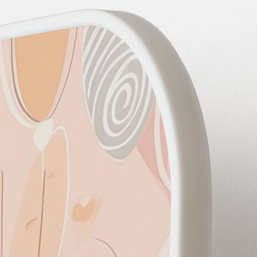 Stoffig Roze Boho Botanische Abstract Gepersonalis Pickleball Paddle (Links Detail)