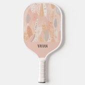 Stoffig Roze Boho Botanische Abstract Gepersonalis Pickleball Paddle (Achterkant)