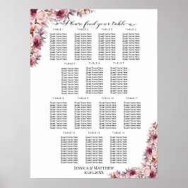 Stoffig Roze Boho Floral 14 Tafels Trouwstoelen Poster
