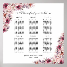 Stoffig Roze Boho Floral 6 Tafels Trouwstoelen Poster