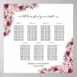 Stoffig Roze Boho Floral 7 Tafels Trouwstoelen Poster