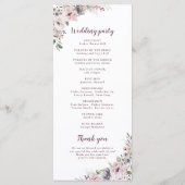 Stoffig roze boho florale rustieke bruiloft progra menu (Achterkant)