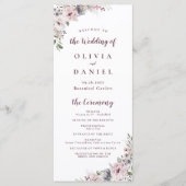 Stoffig roze boho florale rustieke bruiloft progra menu (Voorkant)