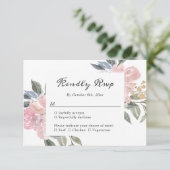 Stoffig Roze Botanische Bloemen Rustiek Elegant RS RSVP Kaartje (Staand voorkant)