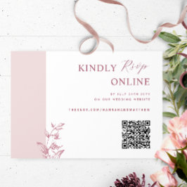 Stoffig Roze, Bourgogne Elegante QR Code RSVP Brui Informatiekaartje