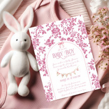  Stoffig Roze Bow Bloemen Toile Baby shower