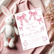  Stoffig Roze Bow Bloemen Toile Baby shower