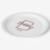 Stoffig Roze Bruid Monogram Papieren Bordje (Gekanteld)