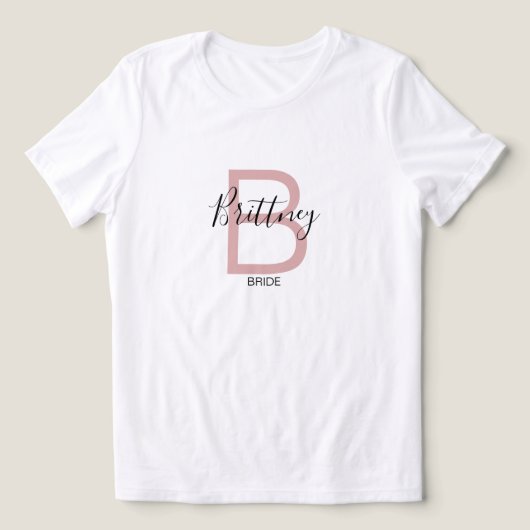 Stoffig Roze Bruid Monogram Tri-Blend Shirt (Design voorkant)