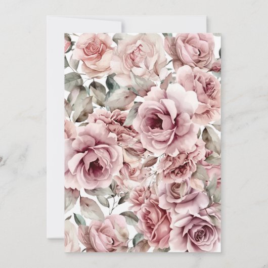 Stoffig Roze Bruids Douche Uitnodiging Bloemen Roo (Achterkant)