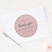 Stoffig Roze Chic Script Bedankt voor uw aankoop Ronde Sticker (Envelop)