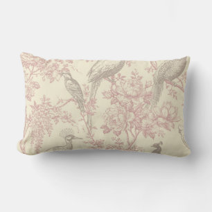 Stoffig Roze Chinoiserie Pauw Vogelhuis Bloem Toil Kussen