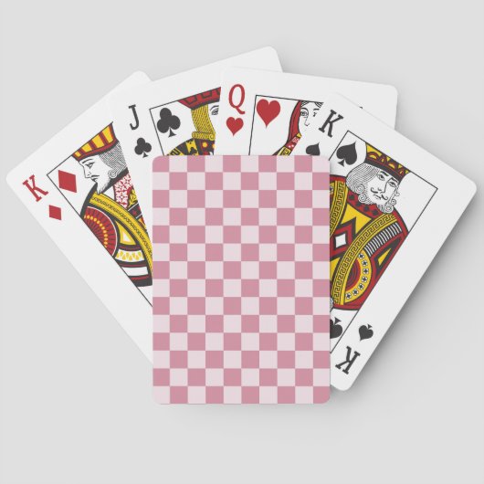 Stoffig roze dambordpatroon pokerkaarten (Achterkant)