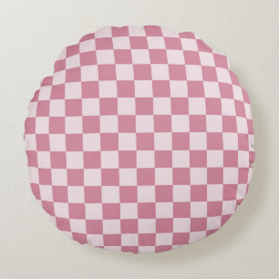 Stoffig roze dambordpatroon rond kussen