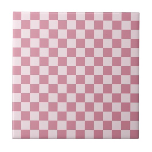 Stoffig roze dambordpatroon tegeltje (Voorkant)