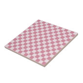 Stoffig roze dambordpatroon tegeltje (Zijkant)