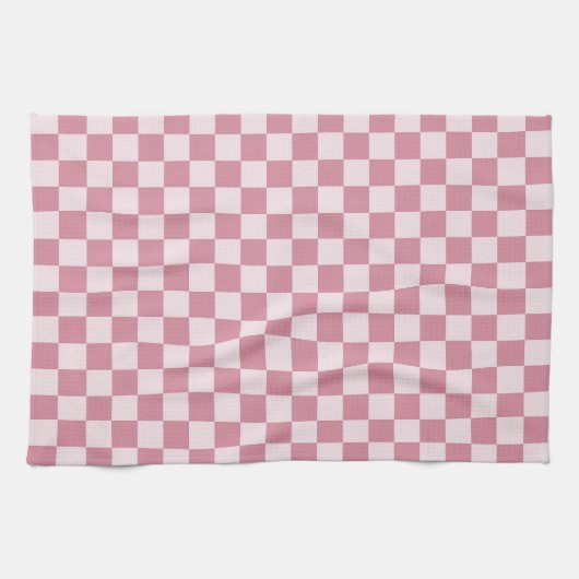 Stoffig roze dambordpatroon theedoek (Horizontaal)