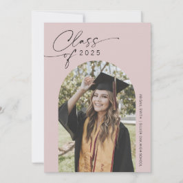 Stoffig Roze, eenvoudig gebogen foto afstuderen Aankondiging