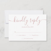 Stoffig Roze Eenvoudige Elegante Script RSVP Kaartje (Voorkant)