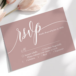 Stoffig Roze Eenvoudige Script Trouw RSVP Kaart