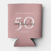 Stoffig Roze Elegant 50 & Fabulous Verjaardagsfees Blikjeskoeler (Voorkant)