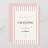 Stoffig Roze Elegant Bow Boy Baby shower Bedankkaart (Voorkant / Achterkant)