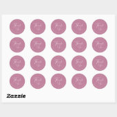 Stoffig Roze Elegant Script Bedankt Ronde Sticker (Vel)