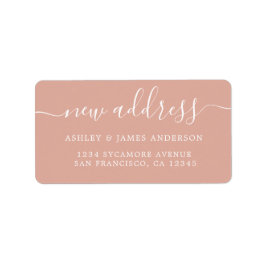 Stoffig Roze Elegant Script Nieuw Adreslabel Etiket