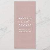 Stoffig roze elegante waterverf geschilderde trouw menu (Achterkant)