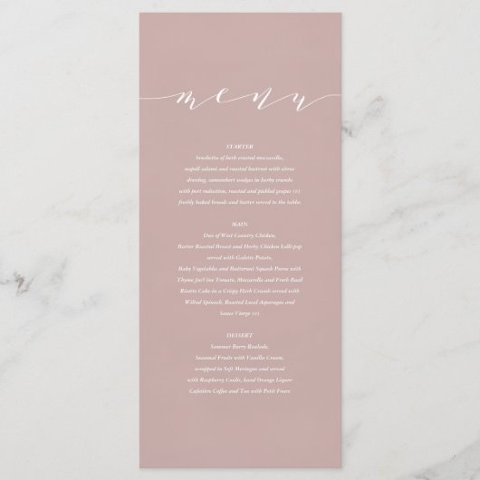 Stoffig roze elegante waterverf geschilderde trouw menu (Voorkant)