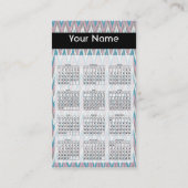 Stoffig Roze en Blauwe ZigZag 2019 Zakkalender Visitekaartje (Achterkant)