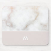 Stoffig roze en gouden marmer monogram muismat (Voorkant)