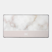 Stoffig roze en gouden marmeren monogram bureaumat (Voorkant)