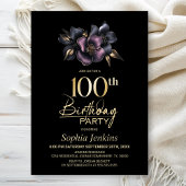 Stoffig Roze en Grijze Bloemen 100ste Verjaardagsf Kaart