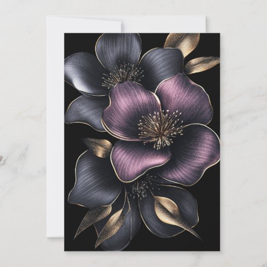 Stoffig Roze en Grijze Bloemen Elke Leeftijd Verja Kaart (Achterkant)