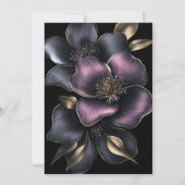 Stoffig Roze en Grijze Bloemen Huwelijk Na Feest Kaart (Achterkant)