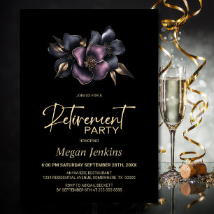 Stoffig Roze en Grijze Bloemen Retirement Party Kaart