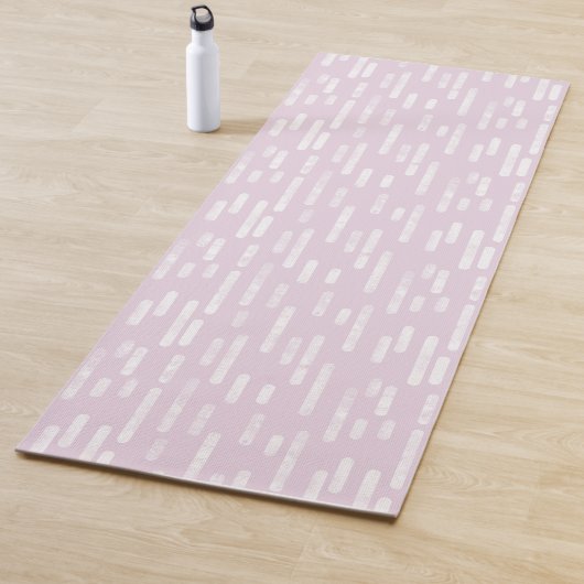 Stoffig Roze en Witte Inky Roundlines Patroon Yogamat (In situ)