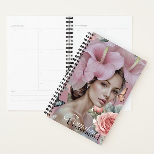 Stoffig Roze ETHERISCHE Floral Art Bruidsmeisje Planner (Display)