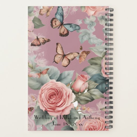 Stoffig Roze ETHERISCHE Floral Art Bruidsmeisje Planner (Achterkant)