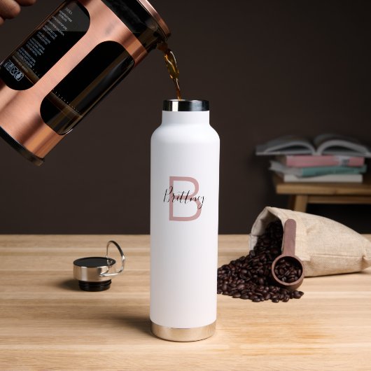 Stoffig Roze Gepersonaliseerd Monogram Waterfles (Koffie (Gedraaid)  )