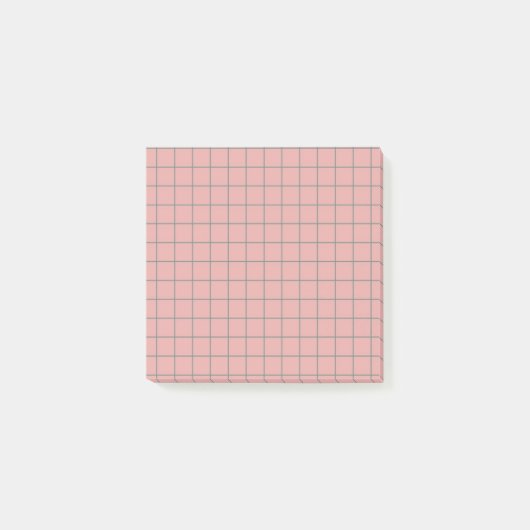Stoffig Roze Geruit Patroon Elegant Raster Ontwerp Post-it® Notes (Voorkant)